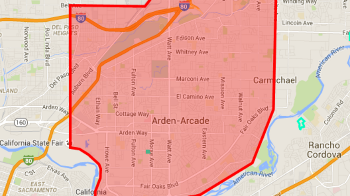 The area in red is scheduled for aerial spraying for mosquitoes Wednesday and Thursday nights.