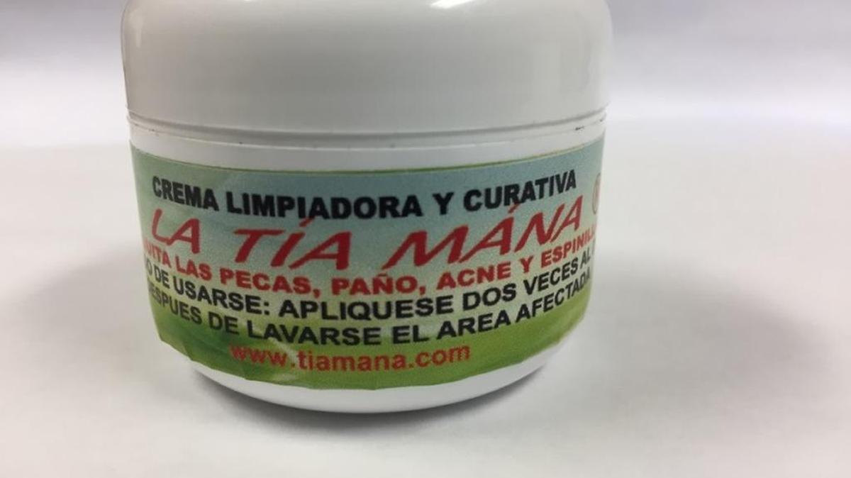 A jar of La Tia Mana skin cream, sold in a Ventura County flea market, is among numerous types of facial creams from Mexico with dangerously high levels of mercury. The products, used to lighten skin blemishes or to treat acne, have been lab tested by the California Department of Public Health, which warns consumers to not use them.