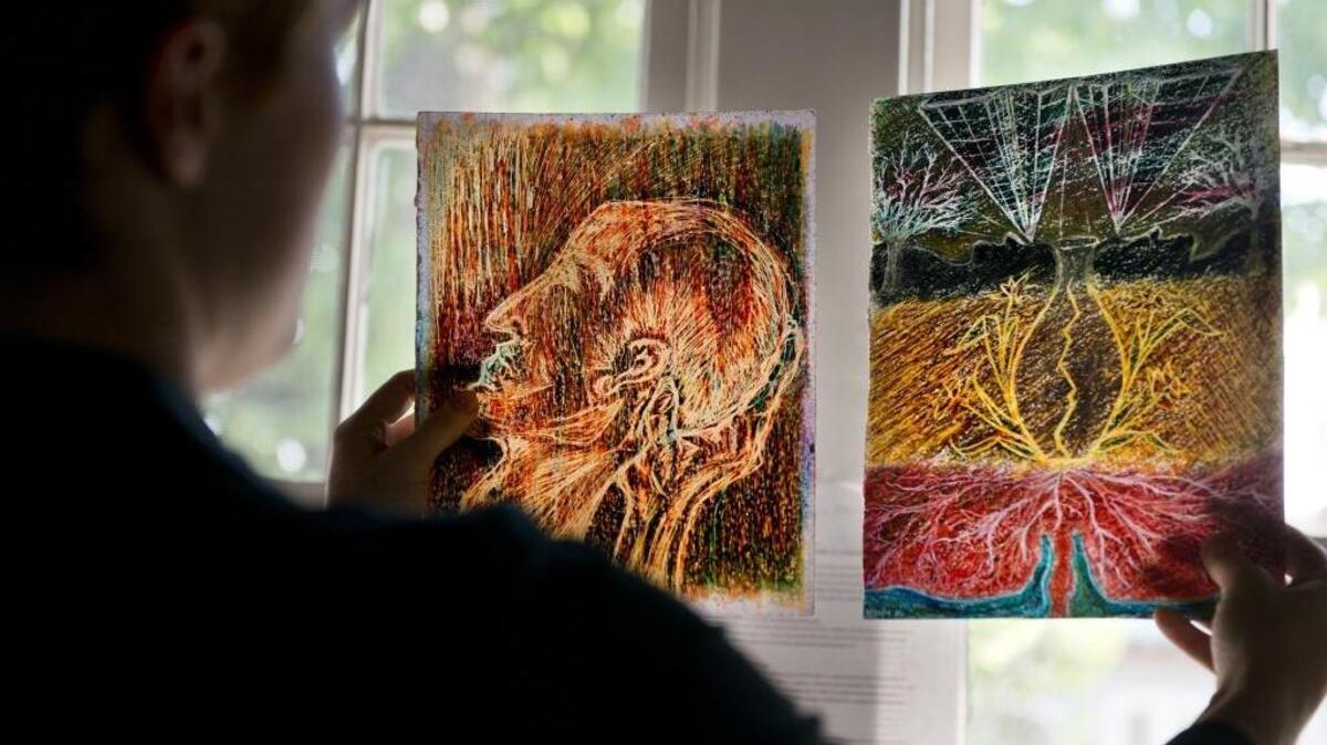 Amanda Lipp, 24, was hospitalized when she experienced a psychotic breakdown during her freshman year of college. She began drawing with crayons in the hospital as a way to express her emotions and has been doing so ever since. Lipp now serves of the board for California National Alliance on Mental Illness and is an advocate and public speaker on the subject of mental health.
