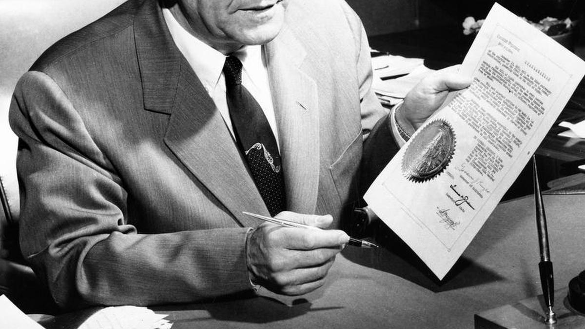 California Gov. Goodwin J. Knight’s major achievements included water conservation and the development of the Feather River Project.