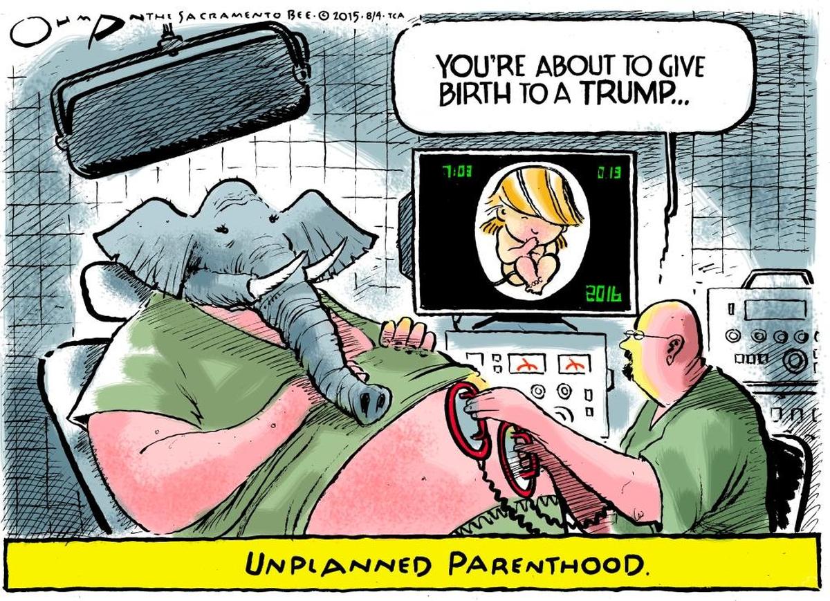One political cartoon in Jack Ohman’s Pulitzer Prize-winning portfolio of drawings commenting on topics including the presidential campaign, gun violence and marriage equality.