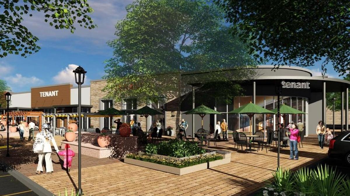 A conceptual drawing of retail space at the proposed Raley’s shopping center on Freeport Boulevard.