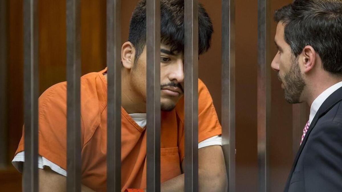 With the aid of a Spanish language interpreter, Edgar Napoles Rodriguez, left, is arraigned Wednesday, April 20, 2016, in Sacramento.