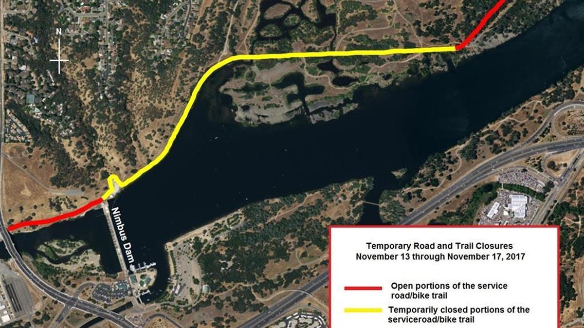 A portion of the American River Bike Trail near Nimbus Dam will be closed for more than three days beginning Monday.