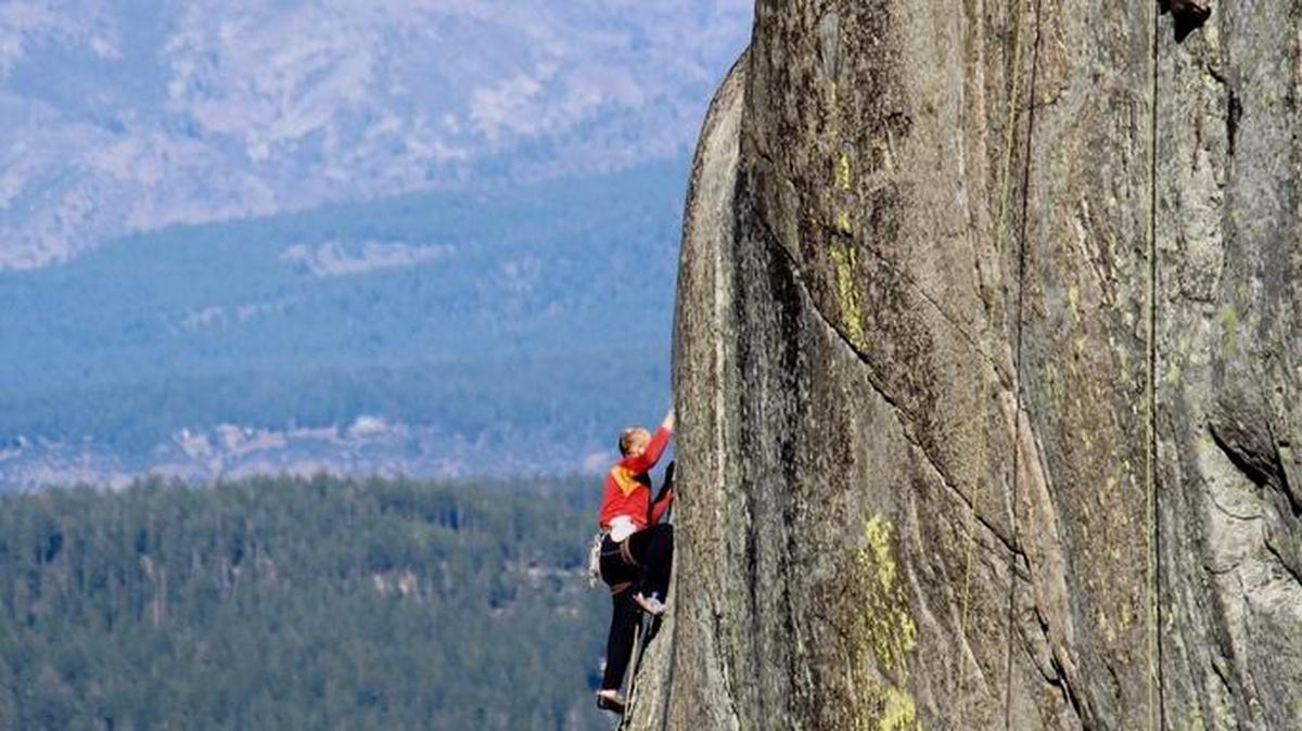 Climbing routes on Donner Summit offer stunning views of Donner Lake and the Sierra Crest.