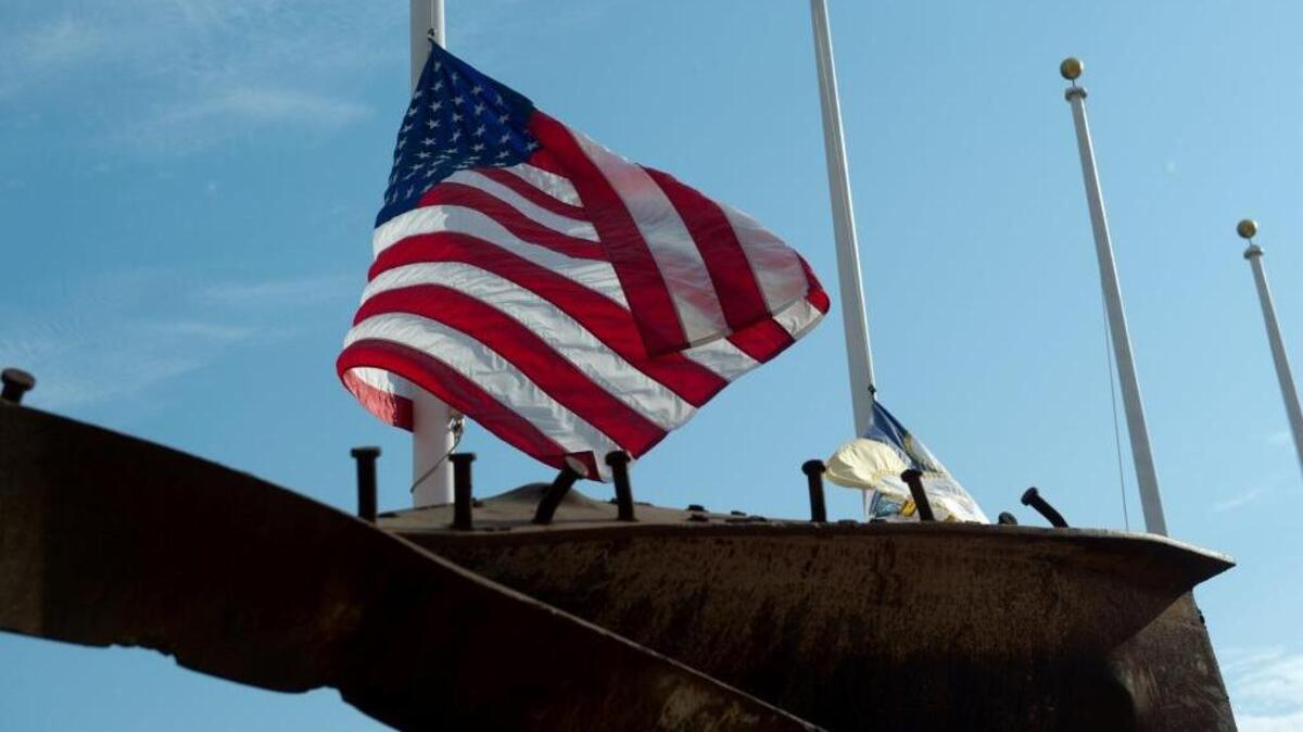 A girder from the World Trade Center is part of a 9/11 memorial display at Cal Expo.