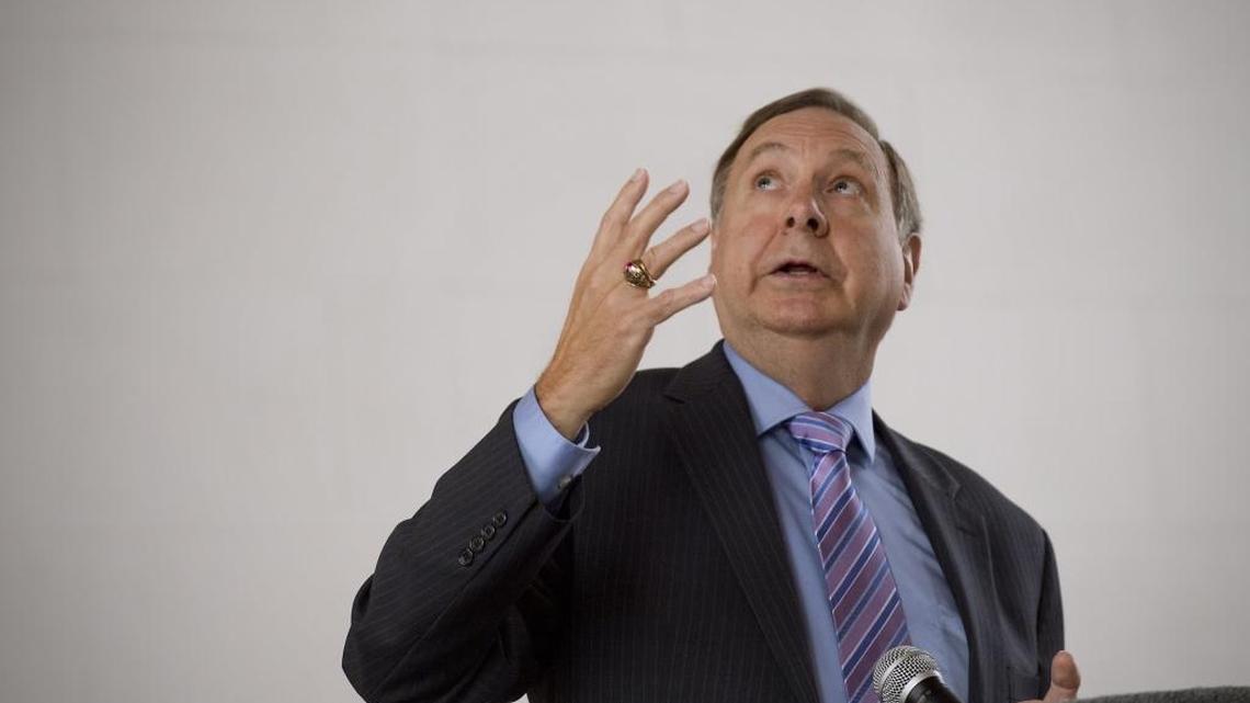 City Manager John Shirey gestures at the vast space at the Sacramento Valley Station during a groundbreaking ceremony for a modernization project of the train depot on Sept. 26, 2014. Shirey’s contract as city manager ends Nov. 18.