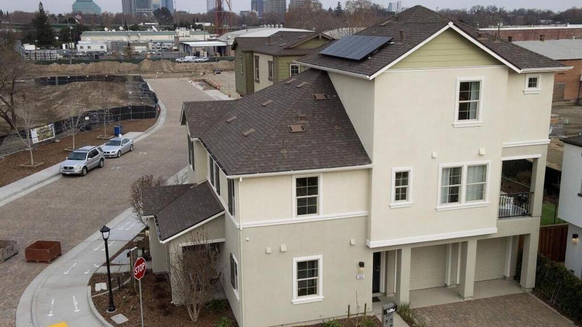 A view from the upper level shows the proximity to downtown of the Mill at Broadway development in Sacramento in December 2015. The project’s developers are seeking to begin the second phase of the project, including 55 condos.