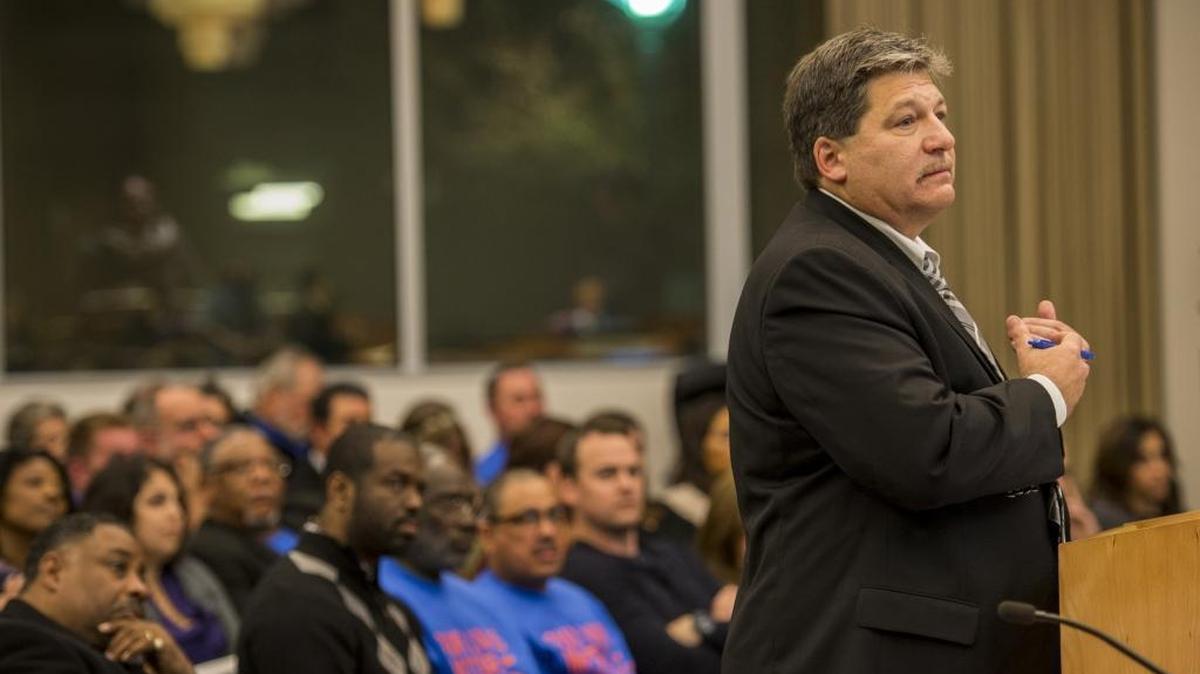 Developer Paul Petrovich waits to speak to the City Council on Nov. 17, 2015, at Sacramento City Hall. The City Council denied his request for a permit to build a 16-pump gas station at the Curtis Park Village development and Petrovich sued. The council is now being asked to set aside $500,000 to defend the city against the lawsuit.