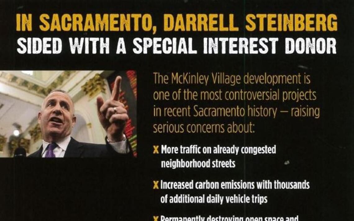 Mailer attacks Steinberg over senator arrests, McKinley Village