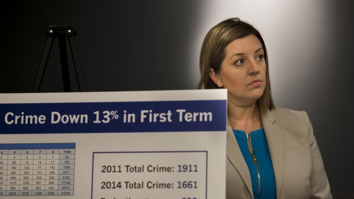 Sacramento City Councilwoman Angelique Ashby calls a press conference to provide crime numbers for her City Council district on Thursday, April 7, 2016, in Sacramento, Calif.