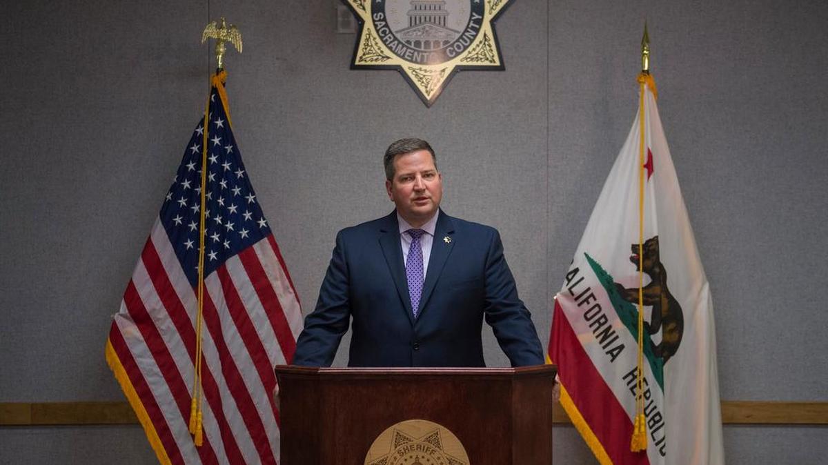 Sheriff Scott Jones discusses the recent verdict in the retaliation lawsuit handed down on May 17, 2016, in civil court in a news conference at the Sacramento Sheriff's Department headquarters, May 19, 2016.