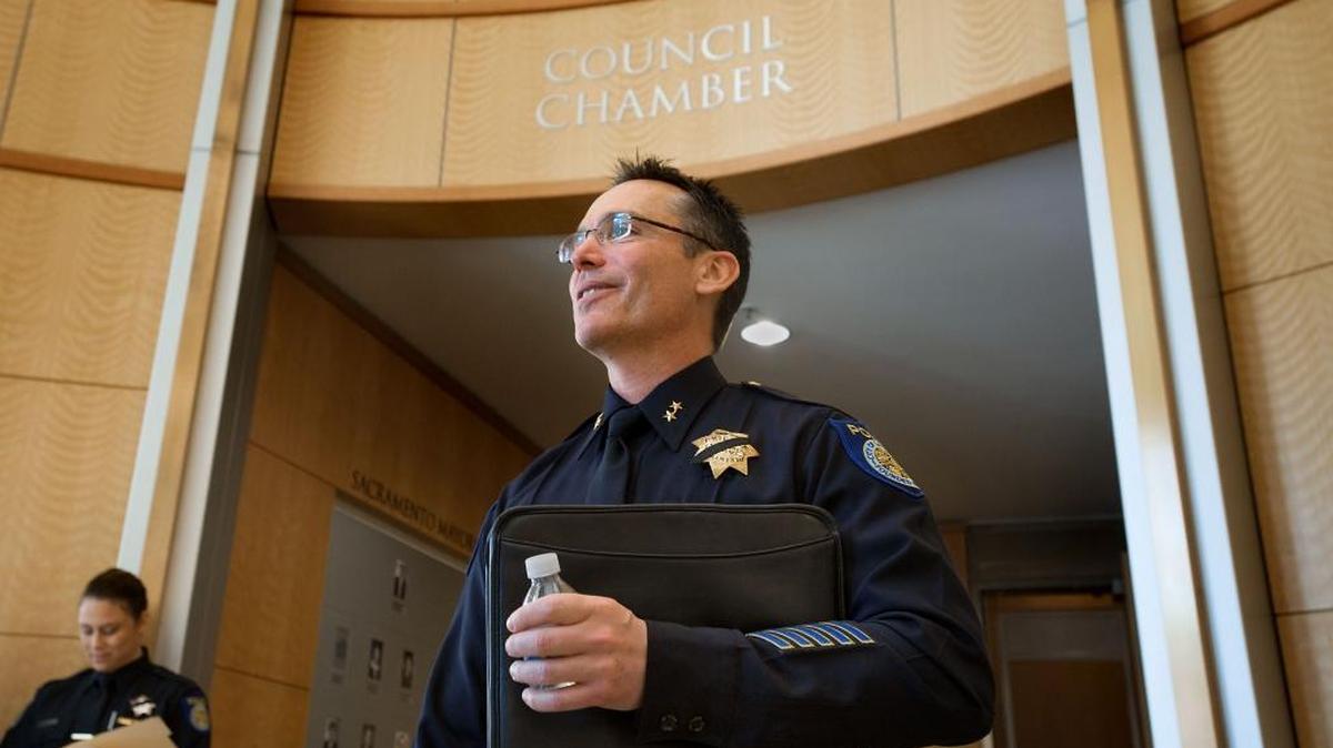 Sam Somers Jr. is named chief of the Sacramento Police Department at Sacramento City Hall in 2013.