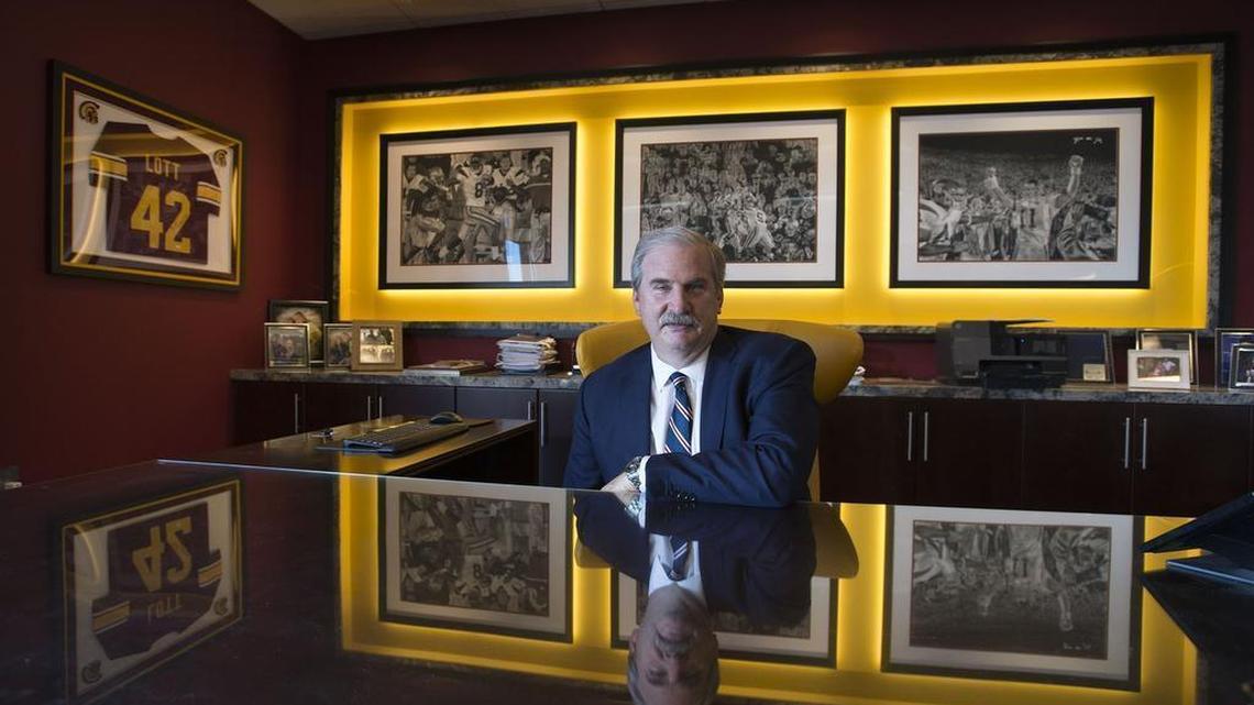 Kevin Nagle sits at his El Dorado Hills desk where he is surrounded by some of his sports memorabilia. As the chairman of Sacramento Republic FC, Nagle has used his business acumen to get Sacramento on the doorstep of being awarded an MLS franchise.