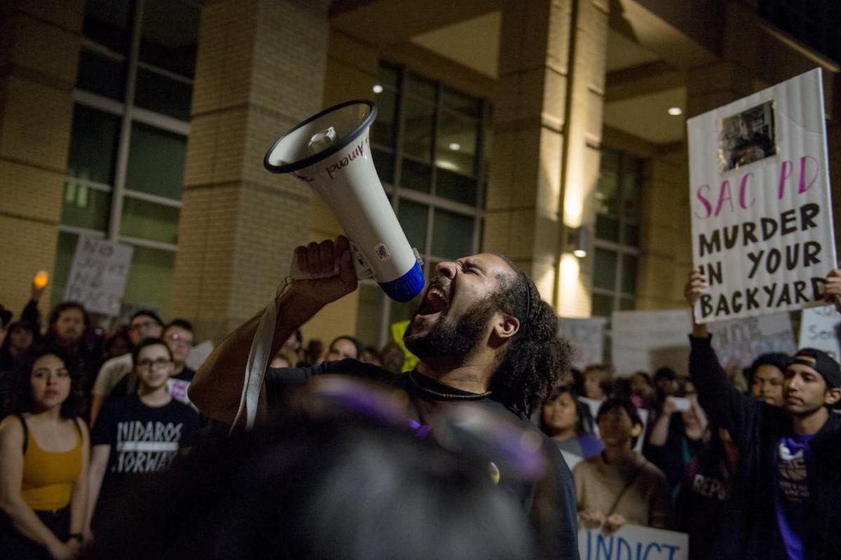 Black Lives Matter Sacramento gathered on Friday, March 30, 2018 at City Hall in the wake of private autopsy findings that police shot Stephon Clark in the side and back.