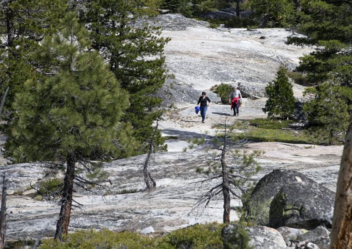Karen and Tom Worthington of Salinas hike near Pyramid Creek Loop and Horsetail Falls in Eldorado National Forest in 2015. 