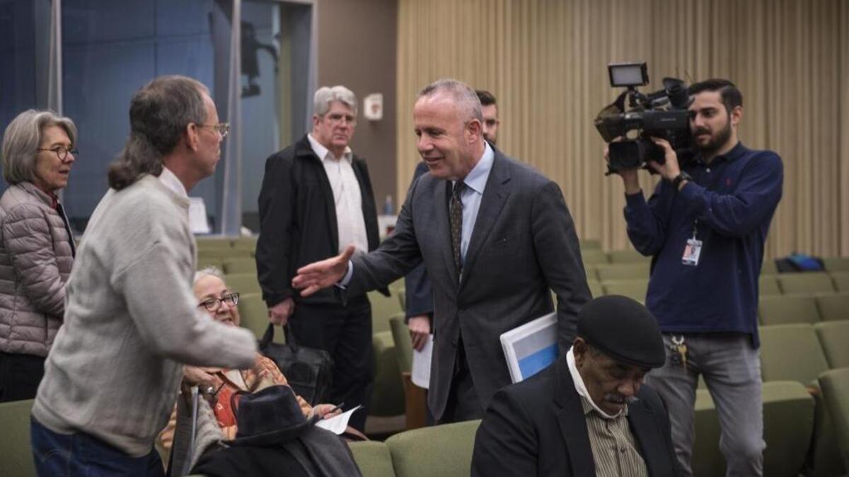 Darrell Steinberg greets members of the audience during his first full Sacramento City Council meeting as mayor at City Hall on Thursday, Jan. 5, 2017..