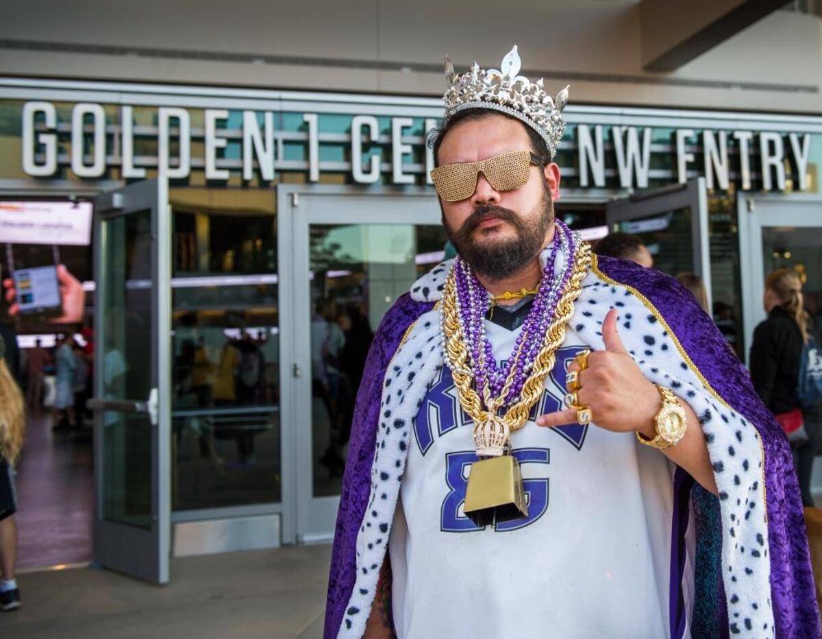 Daniel Fuchino of Sacramento prepares to enter Golden 1 Center in 2016 for the Sacramento Kings Fan Fest.