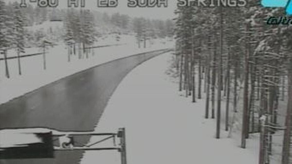 Eastbound Interstate 80 traffic is halted near Soad Springs after an accident closed that portion of the freeway Saturday afternoon.