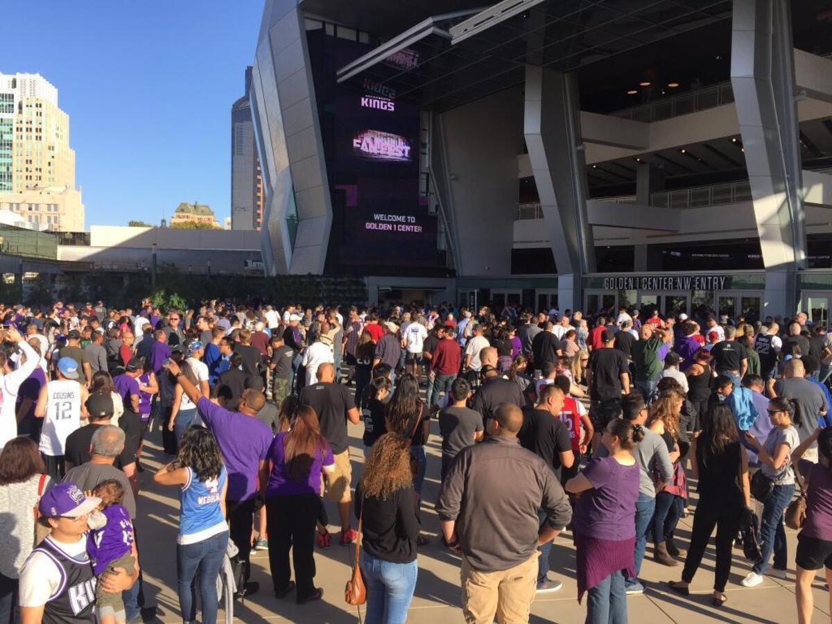 Crowds await the opening of Golden 1 Center for the first Sacramento Kings Fan Fest at the facility in 2016.