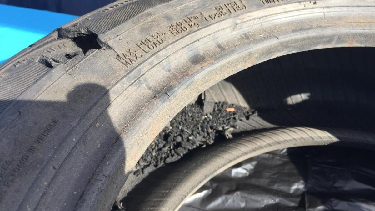Rubber and metal particles from tires are washed into storms drains and on into creeks and rivers.