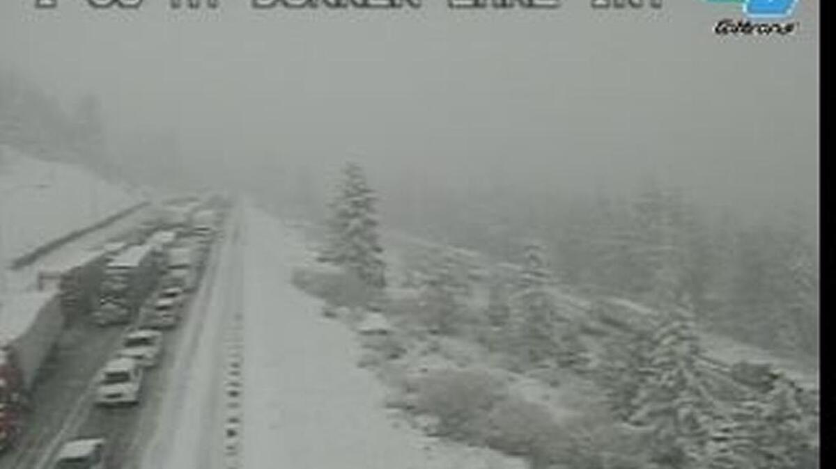 Traffic is heavy on Interstate 80 Friday afternoon near Donner Lake.