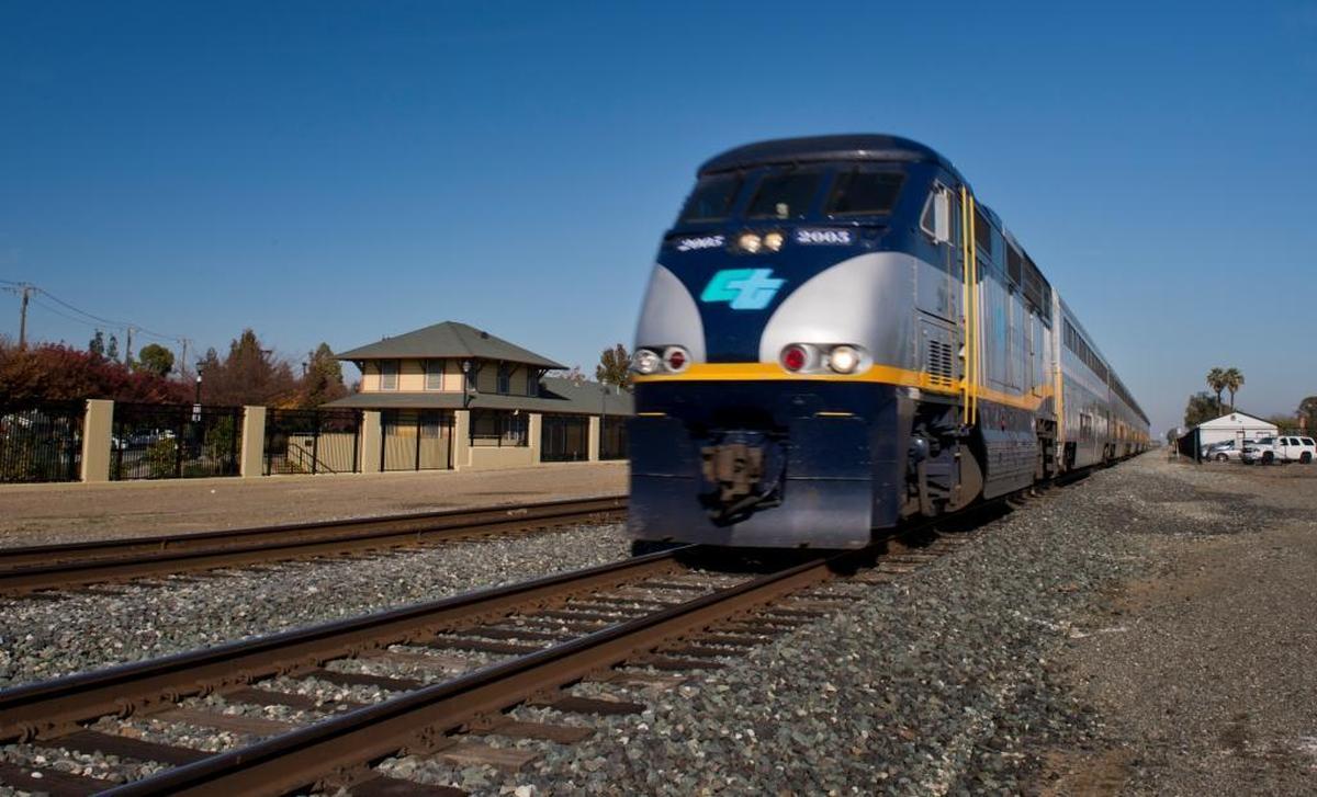 The Amtrak Capitol Corridor passenger train speeds through Dixon on its way between Sacramento and the Bay Area. The train service’s officials said more than a million riders have used the service in the 2024 fiscal year.