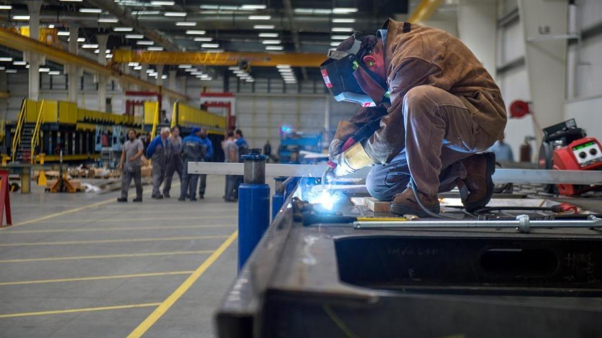 
Armando Romero welds a train floor at the new expansion of the Siemens factory in south Sacramento on Thursday, Oct. 15, 2015. Siemens hopes to produce cars for high-speed trains at the plant.
