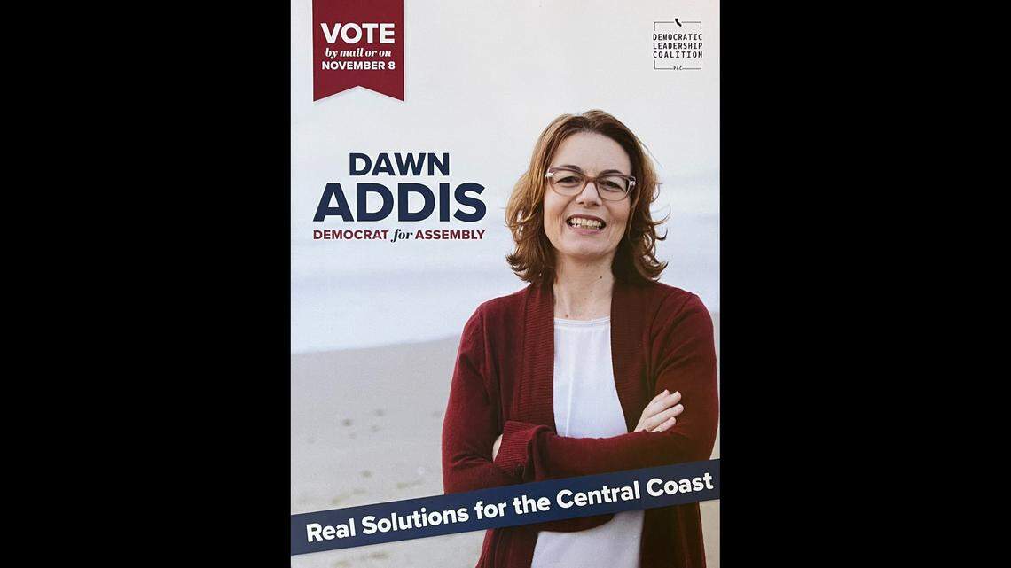 A mailer from the Democratic Leadership Coalition encourages Central Coast residents to vote for Democrat Dawn Addis, an Assembly candidate. The Coalition is a political action committee supported by Assemblyman Robert Rivas and those backing him for the Speaker role.