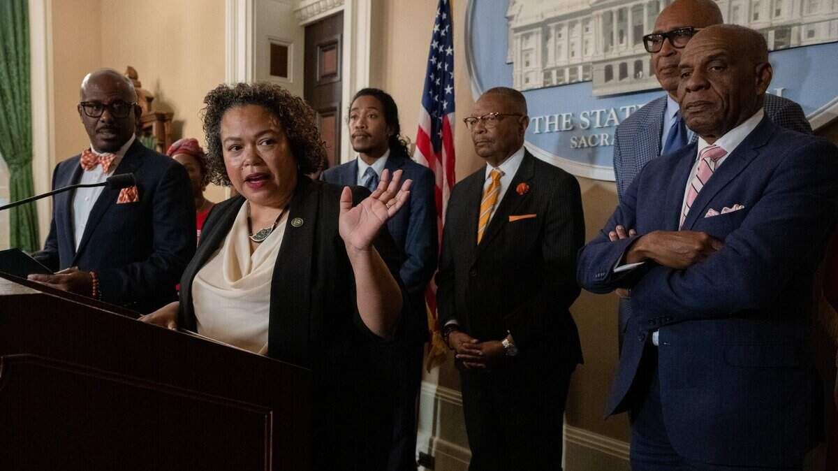 Assemblymember Mia Bonta speaks at the State Capitol in Sacramento, Monday, May 15, 2023.