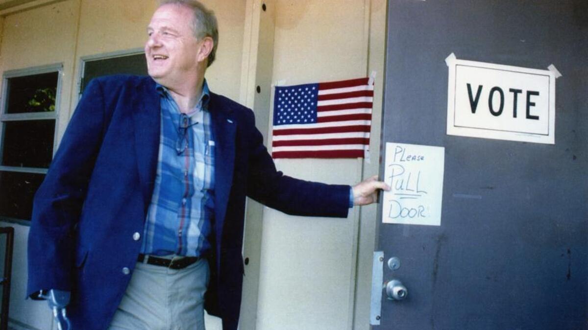 B.T. Collins votes June 2, 1992, at the Del Dayo School. The Republican legislator, who died in 1993, will be enshrined this weekend in the California Vietnam Veterans Memorial in Capitol Park.