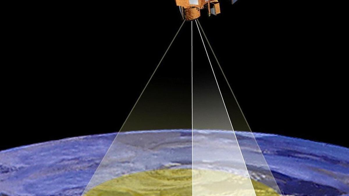 Artist’s rendering of of Earth-Observing-1, an Earth science satellite that used AI to study lava lakes in an Icelandic volcano.