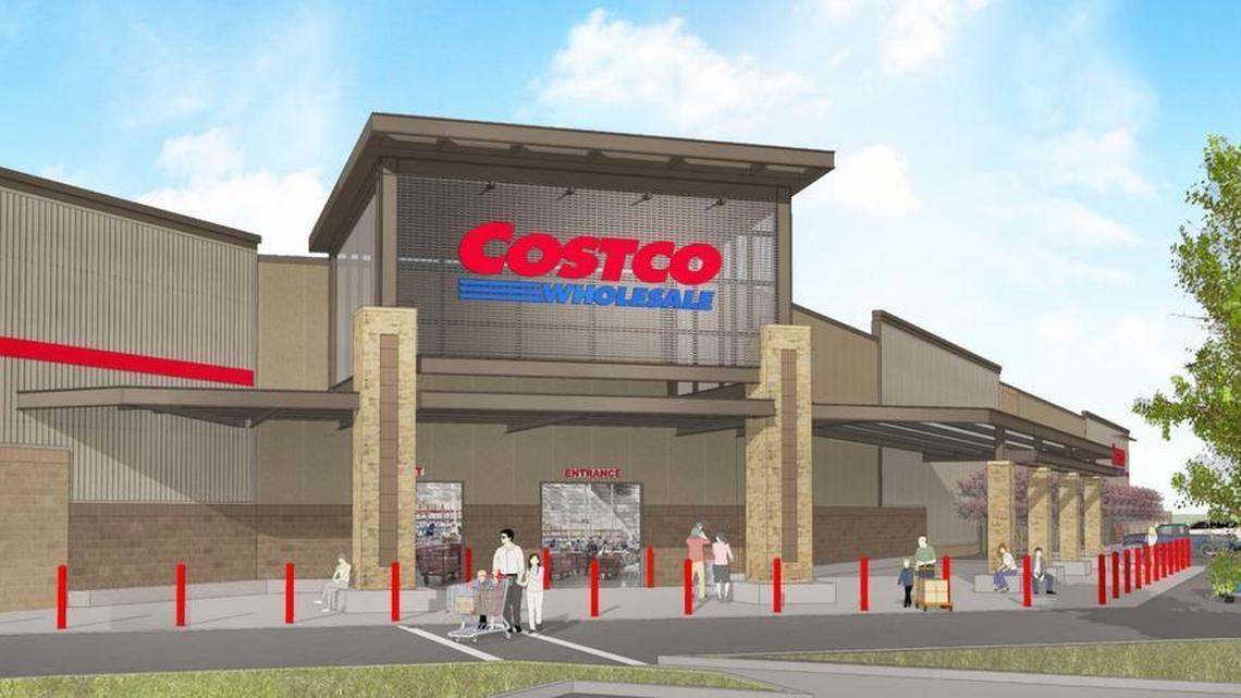 A drawing of the entrance for the Costco store proposed in Elk Grove.