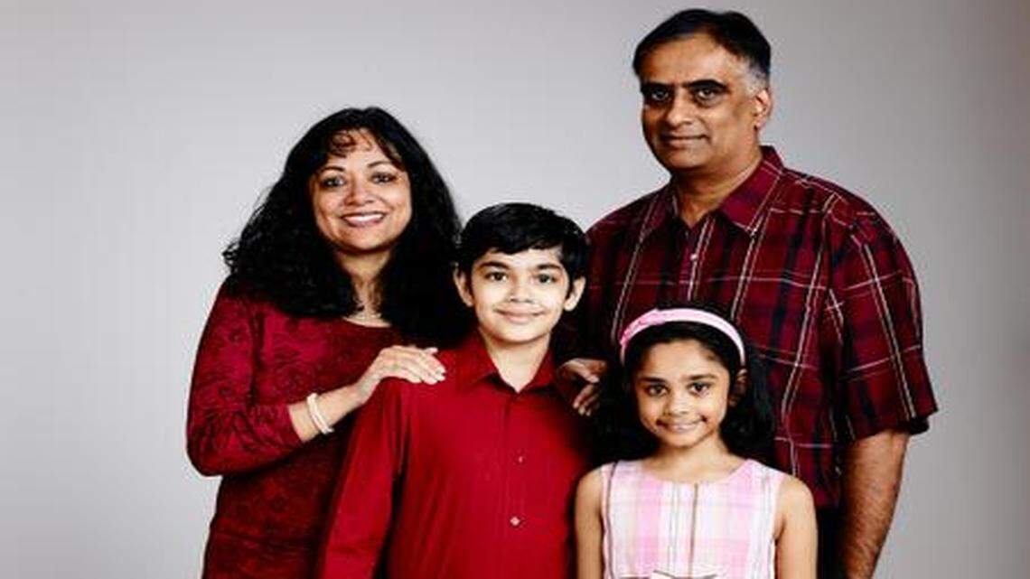 
Tanishq Abraham, his parents Bijou and Taji, and his sister Tiara. 

