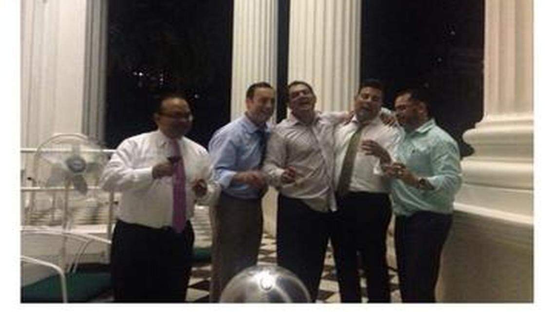 
State Sen. Ben Hueso, a Democrat from San Diego, was arrested in August on suspicion of drunken driving. A few hours before his arrest, one of Hueso’s colleagues – Assemblywoman Lorena Gonzalez – posted this picture on Twitter of Hueso and four other lawmakers at the Capitol. The tweet was later deleted from Gonzalez’s Twitter stream.
