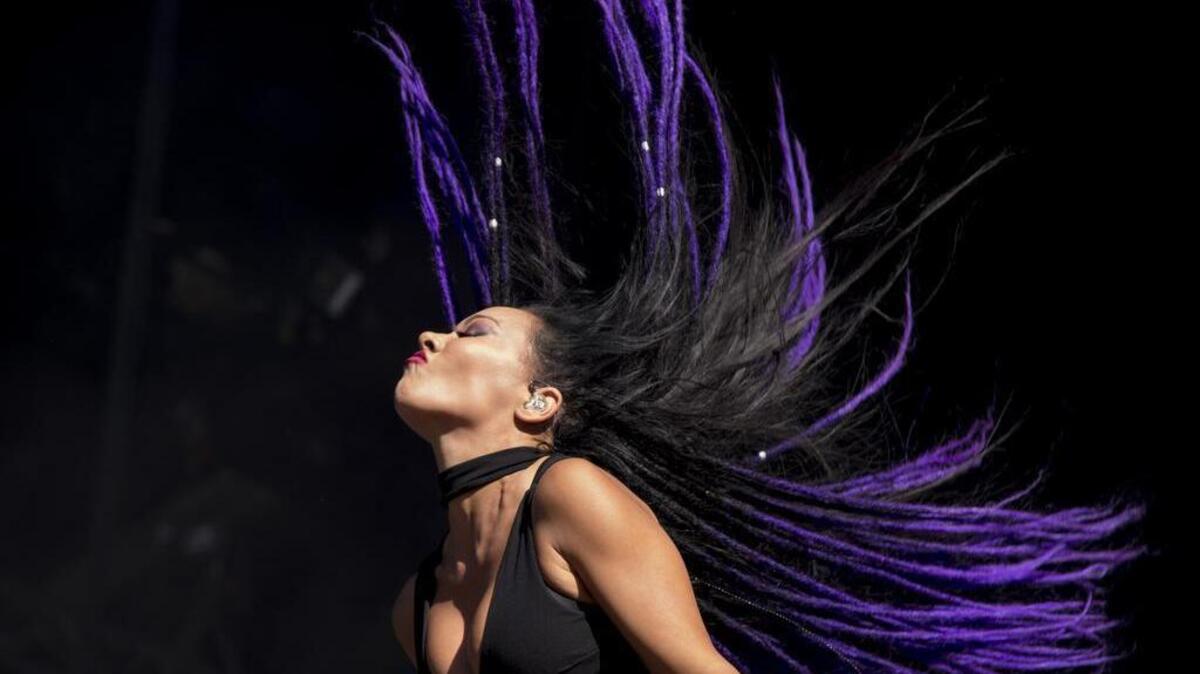 Butcher Babies singer Carla Harvey performs onstage at the Monster Energy Aftershock, Sunday, October 22, 2017 at Discovery Park in Sacramento.