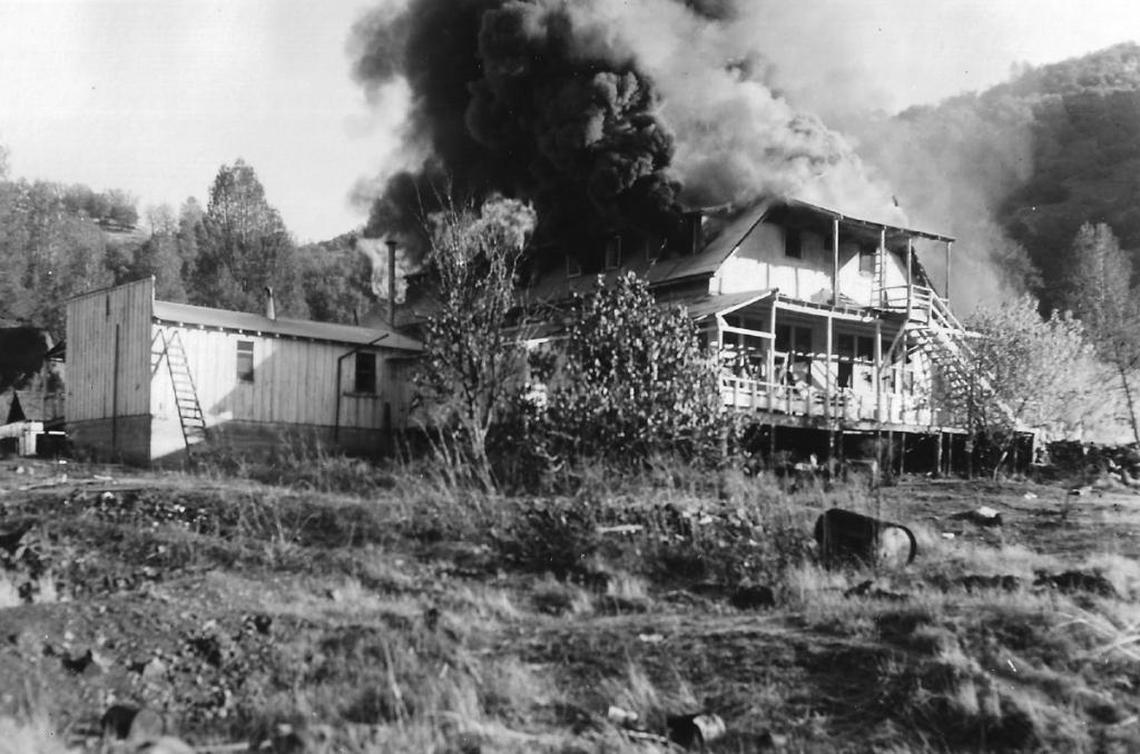The Bidwell Bar store was burned, along with the rest of the town, in 1964 to make way for the inundation of the area by Lake Oroville.