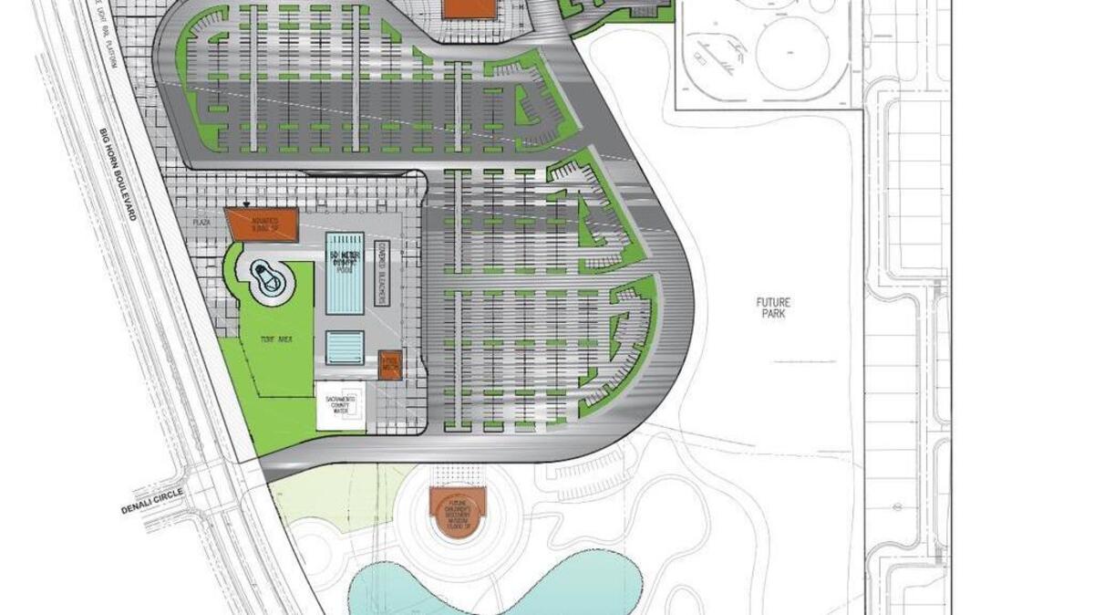 Conceptual plan for Elk Grove’s Civic Center site with the changes approved at Wednesday night’s council meeting.