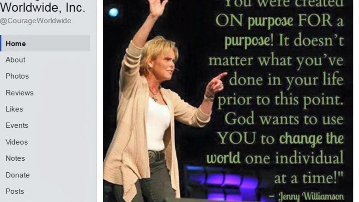 Courage House Facebook page featuring founder Jenny Williamson.