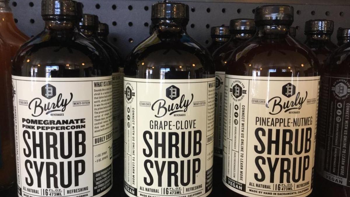 Burly Beverages of Sacramento makes more than 30 flavors of shrubs, with availability changing on a seasonal basis.