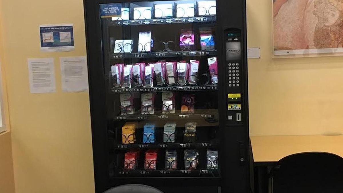 The Wellness to Go vending machine was installed in a lounge at the Activities and Recreation Center at UC Davis during spring break. The machine dispenses emergency contraceptive pills, as well as condoms, over-the-counter drugs and lubricant.