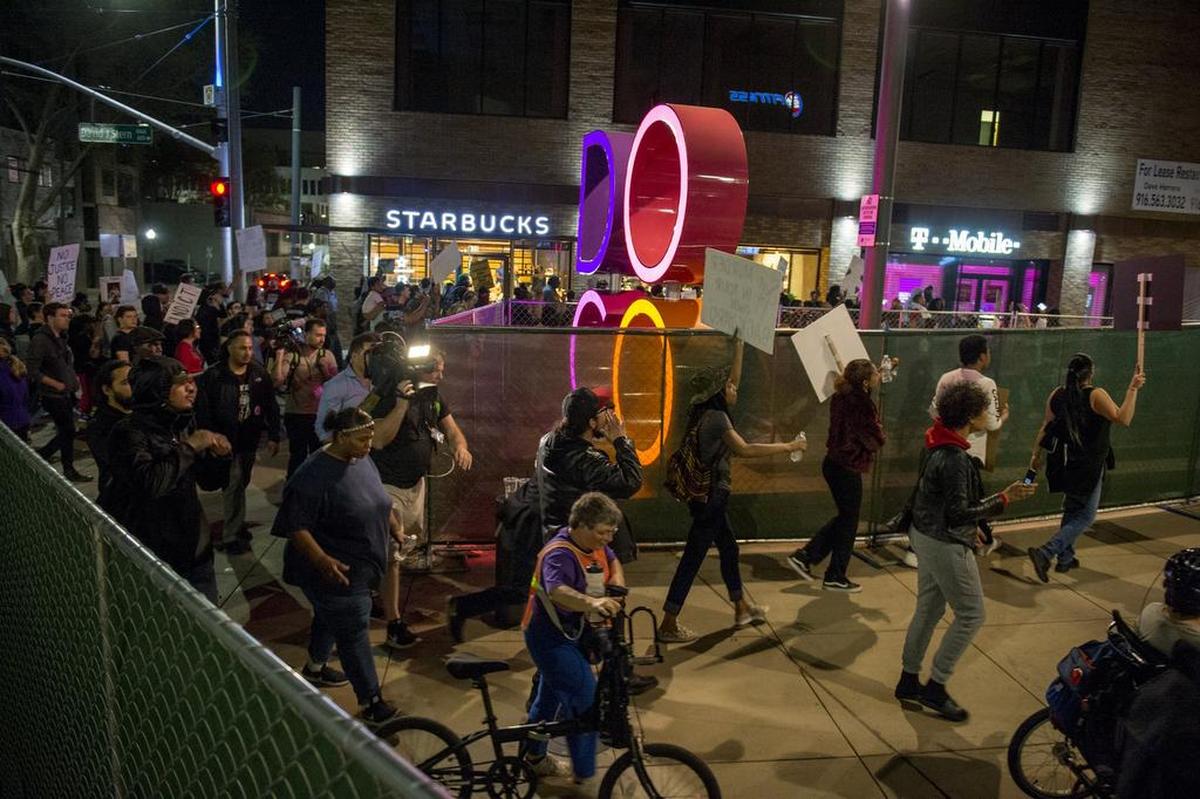 Black Lives Matter Sacramento marched down K Street onto David Stern Way in downtown Sacramento on Friday, March 30, 2018 in the wake of private autopsy findings that police shot Stephon Clark in the side and back.