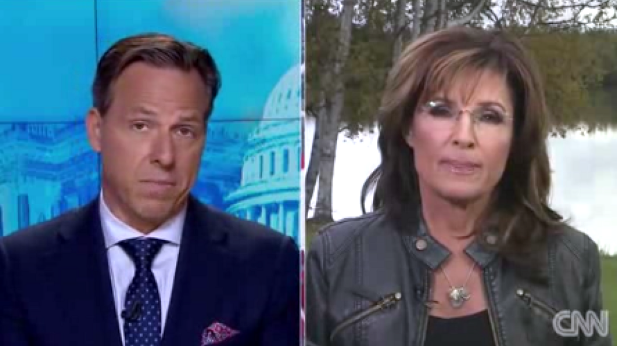 
Jake Tapper of CNN, left, and Sarah Palin.
