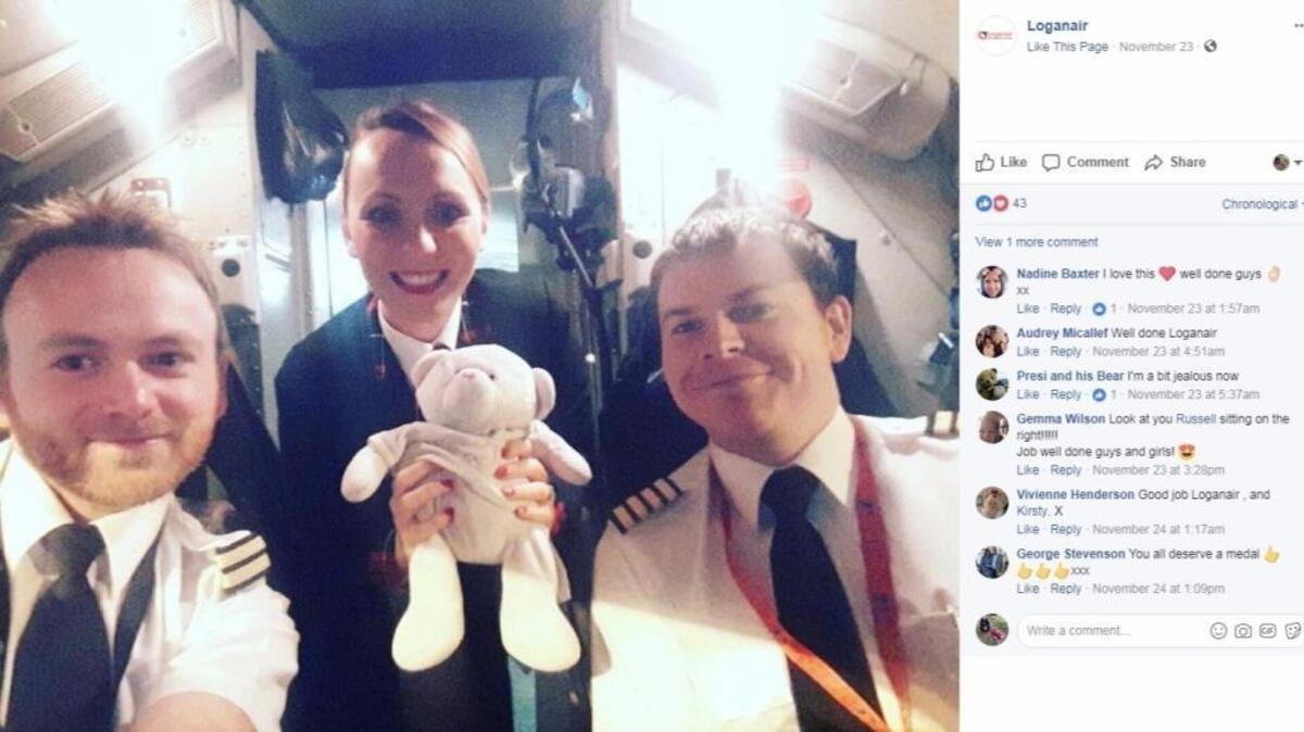 Loganair flew a little girl’s teddy bear back to her.