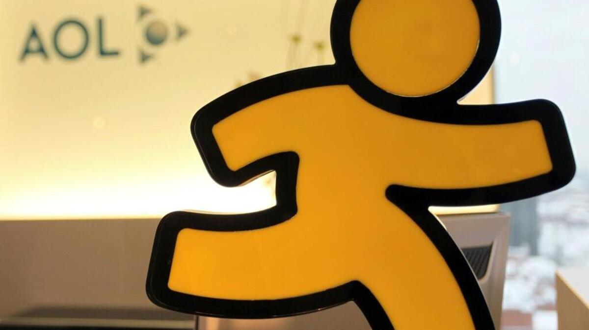 FILE - In this Jan. 12, 2010, file photo, an AOL logo is seen in the company's office in Hamburg, Germany. AOL announced on Oct. 6, 2017, that it will discontinue its once-popular Instant Messenger platform on Dec. 15.