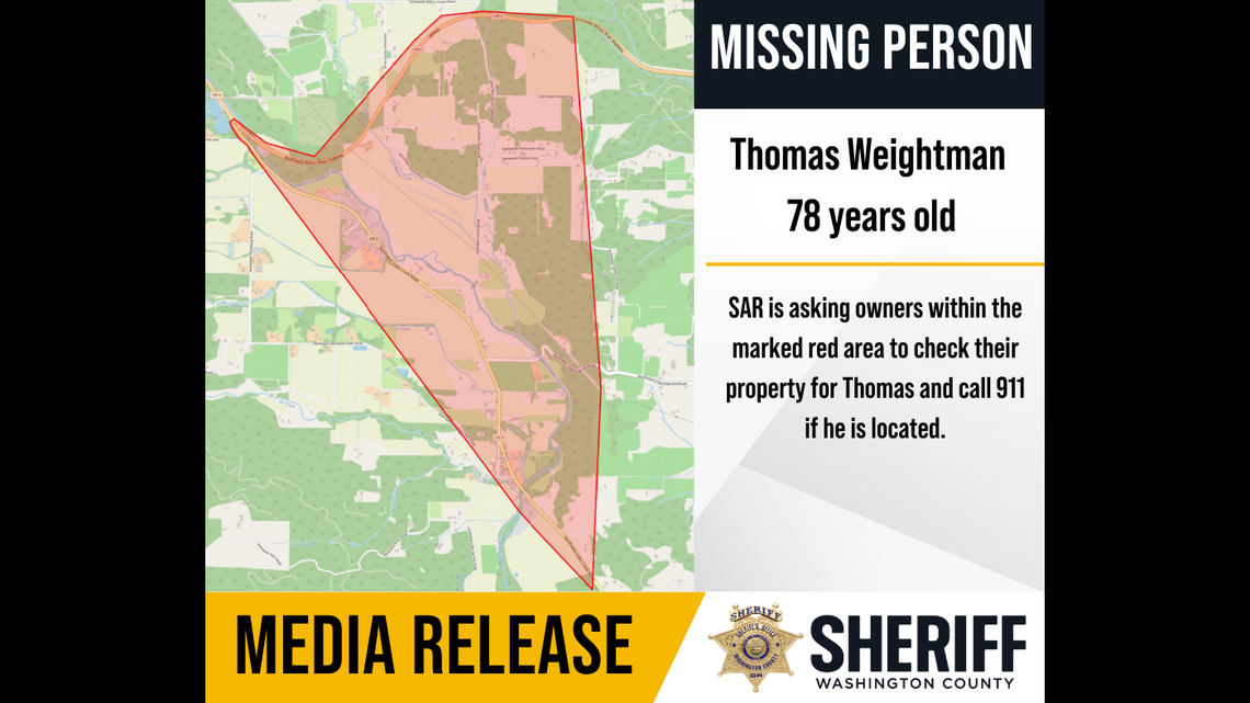The search is on for Thomas Weightman, 78, who has been missing for days, deputies say.