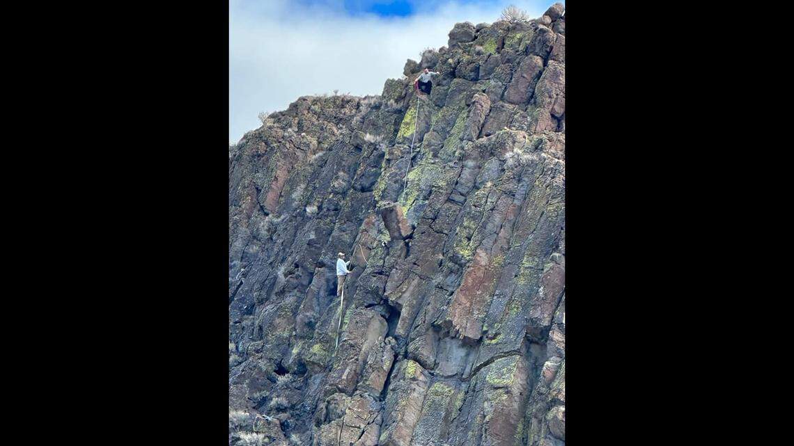A bird hunter and his dog were rescued from a rocky and steep cliffside Jan. 14, rescuers said. They were about 50 feet down the rock face.