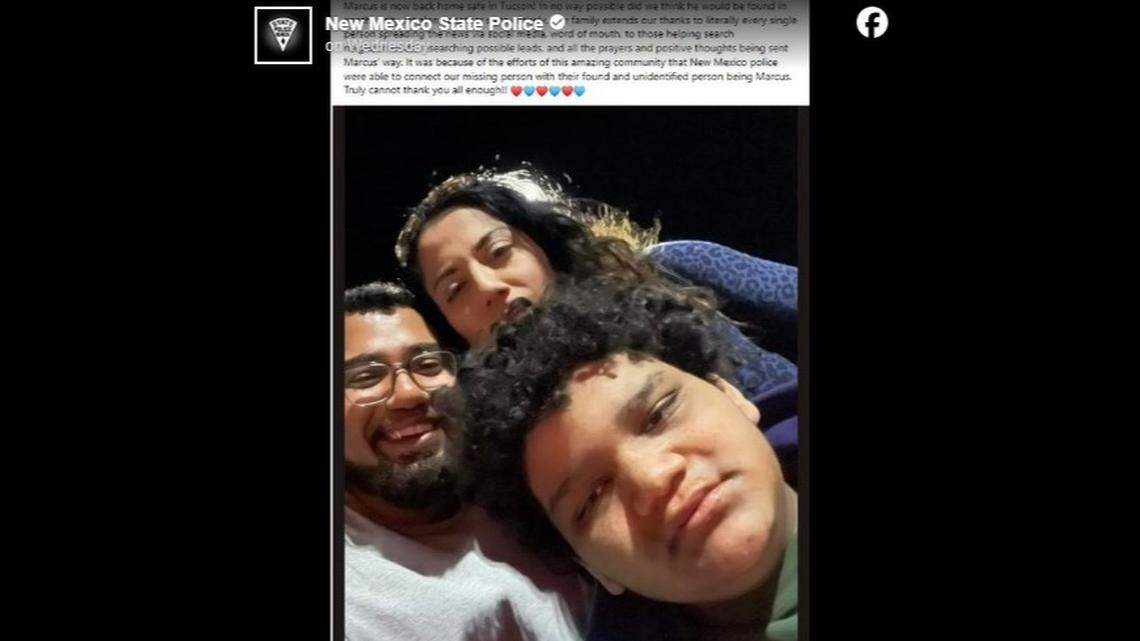 A missing 13-year-old boy was found 200 miles from his Arizona home, New Mexico police said.