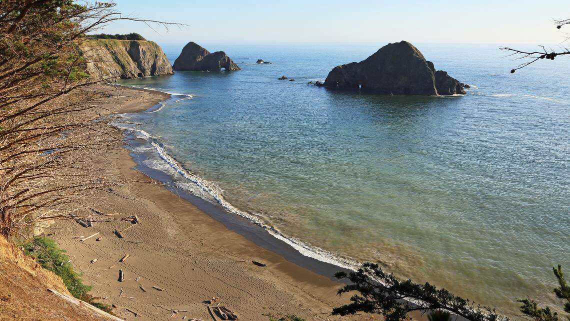 Greenwood State Beach is pictured. The state beach is in Elk, California, a small town recognized by Travel + Leisure.