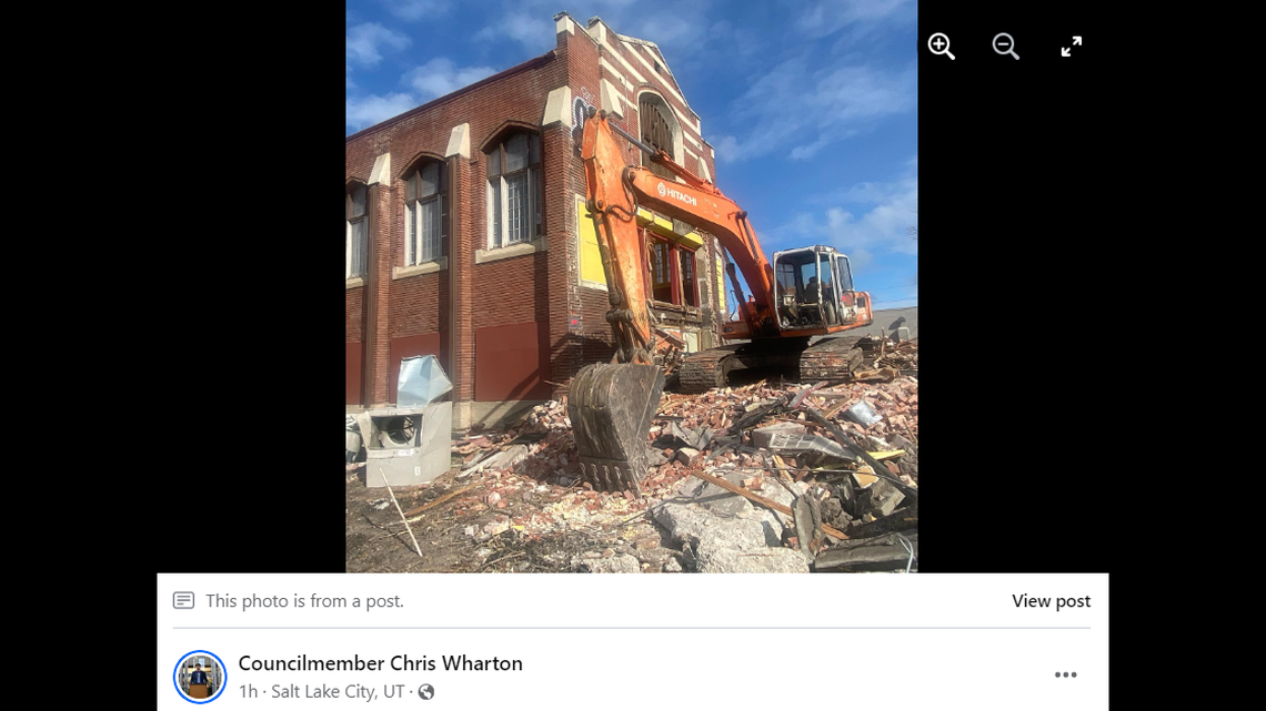 On March 31, a wrecking crew began bulldozing an historic meetinghouse in Salt Lake City.